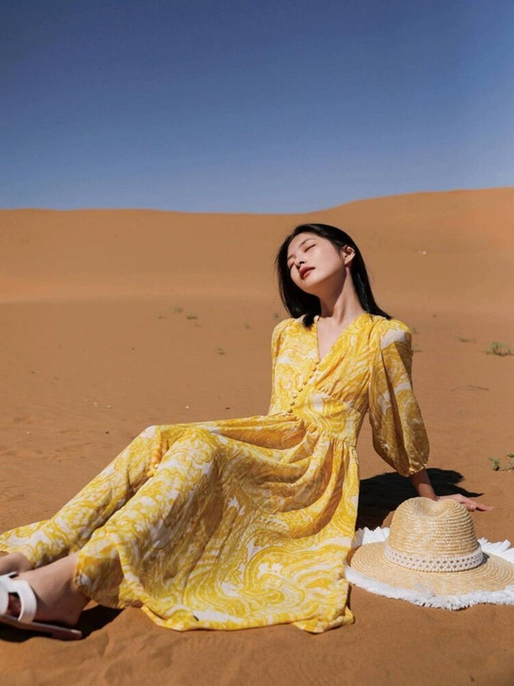 V-neck Chiffon Dress