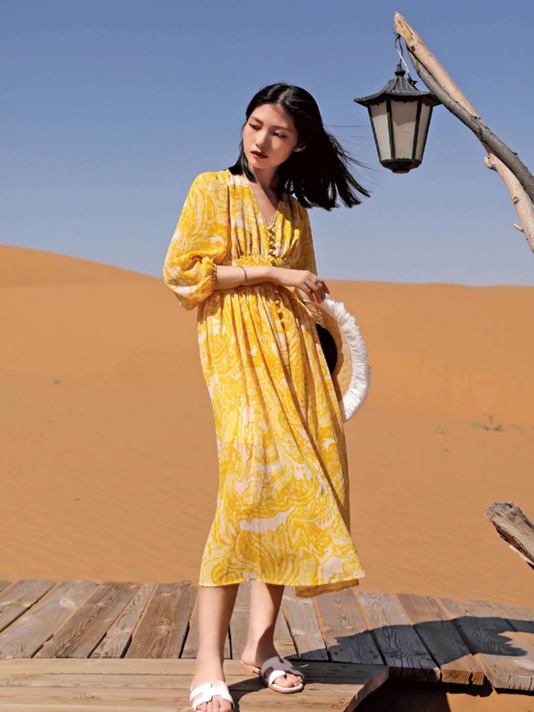 V-neck Chiffon Dress