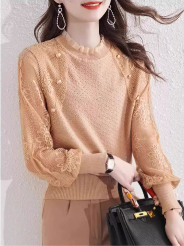 Chic Thin Lace Knitted Bottoming Sweater