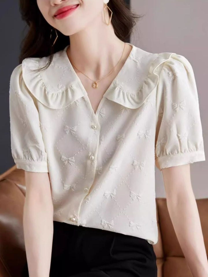 Bow Casual Chiffon Shirt Top
