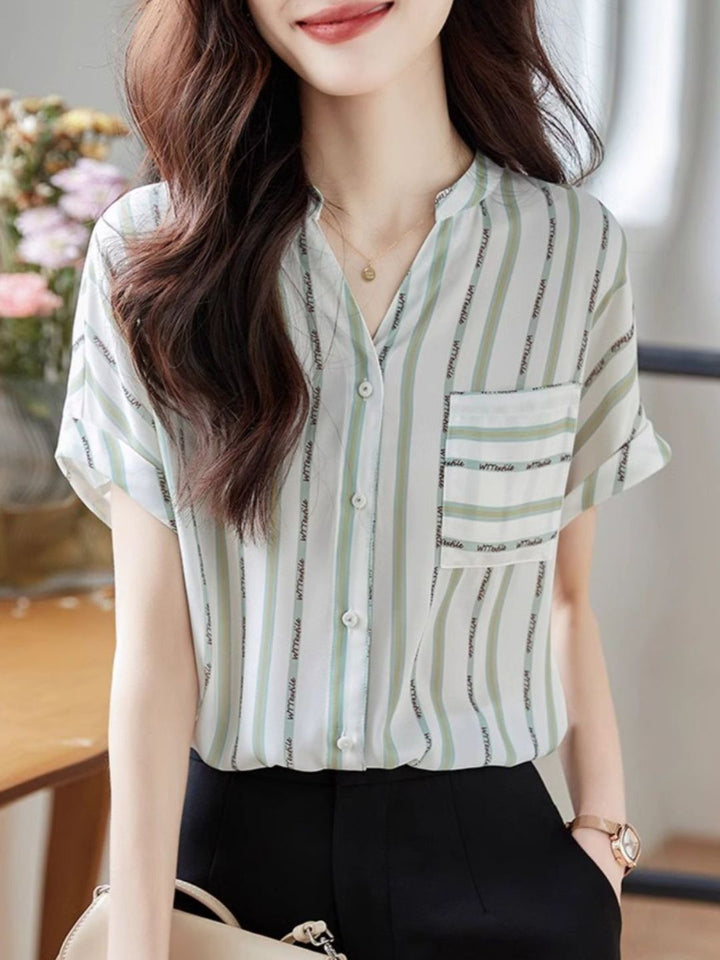V-neck Versatile Striped Shirt