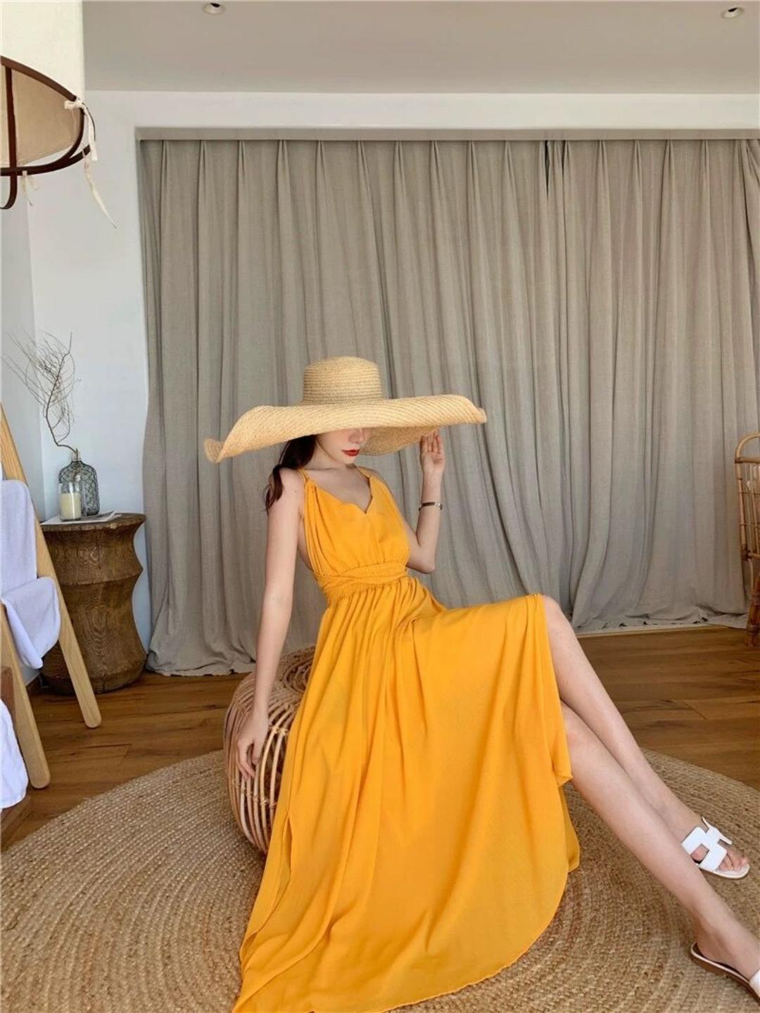 Yellow Backless Dress