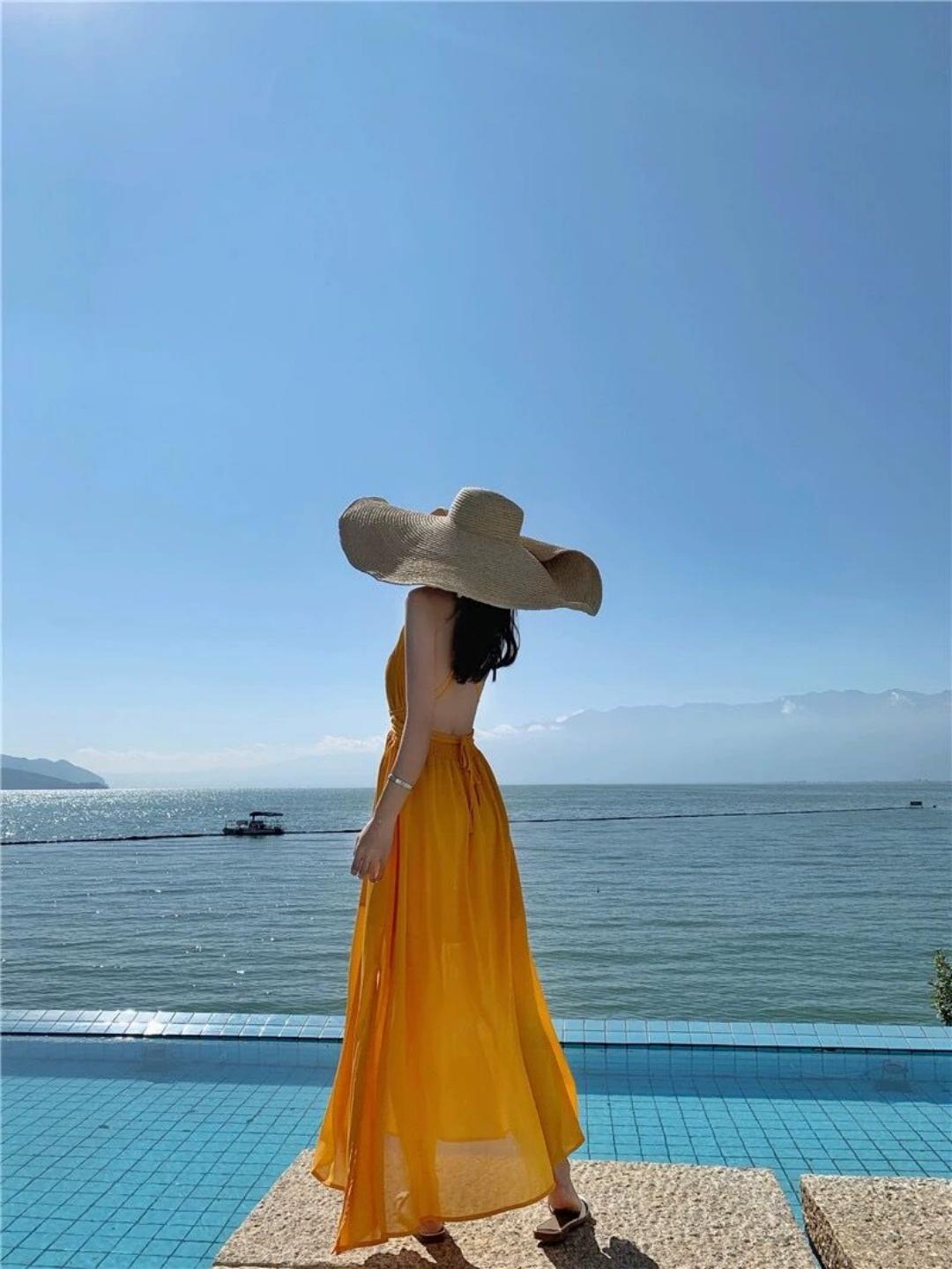 Yellow Backless Dress