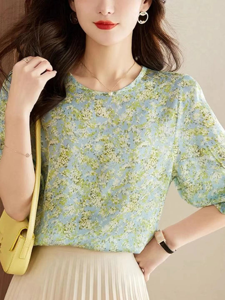 Floral Chiffon Shirt - Green