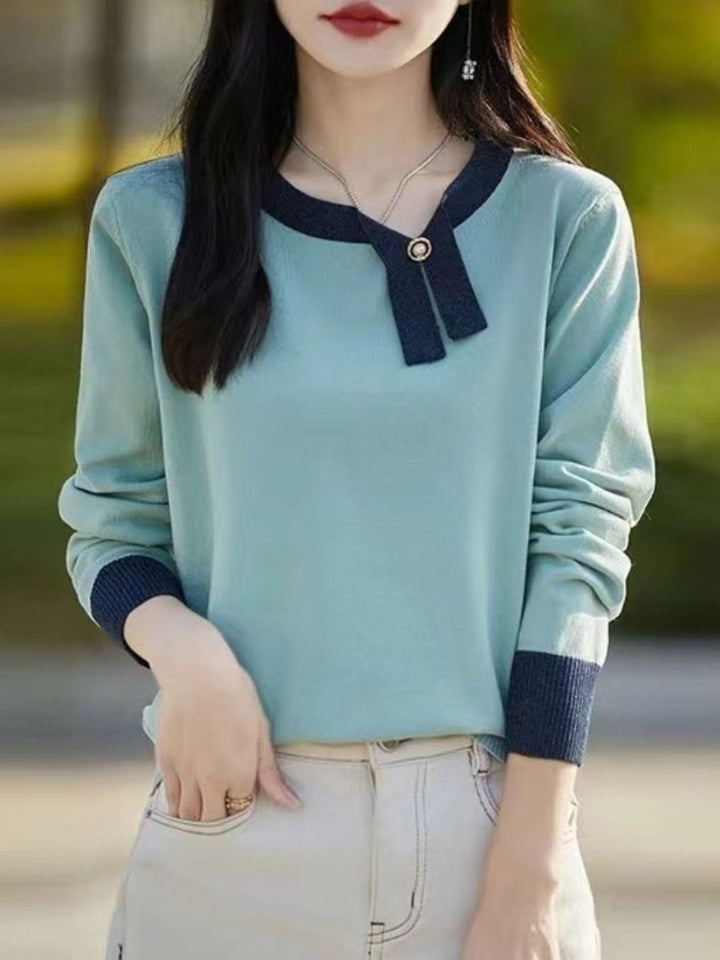 Contrast Color Crew Neck Sweater