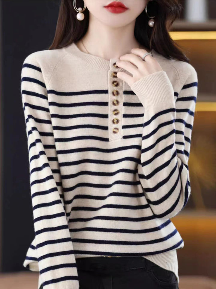 Classic Loose Crewneck Striped Sweater
